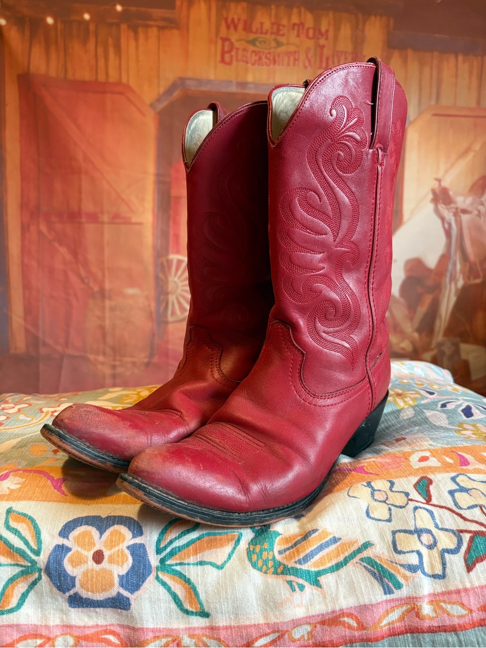 Vintage Durango Red Leather Cowboy Boots | Men’s Size 10